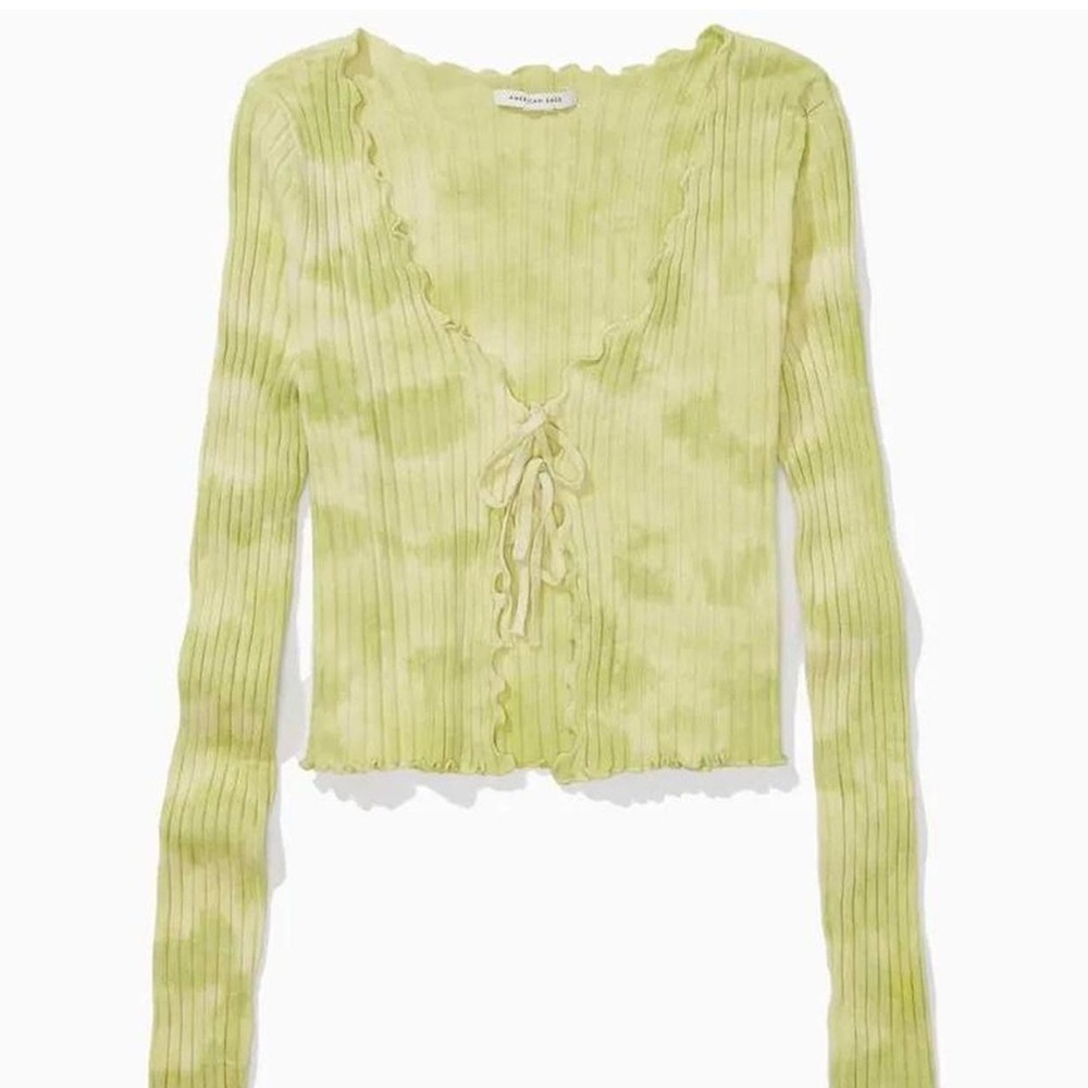 American Eagle green tie dye cardigan with double ties 💚
